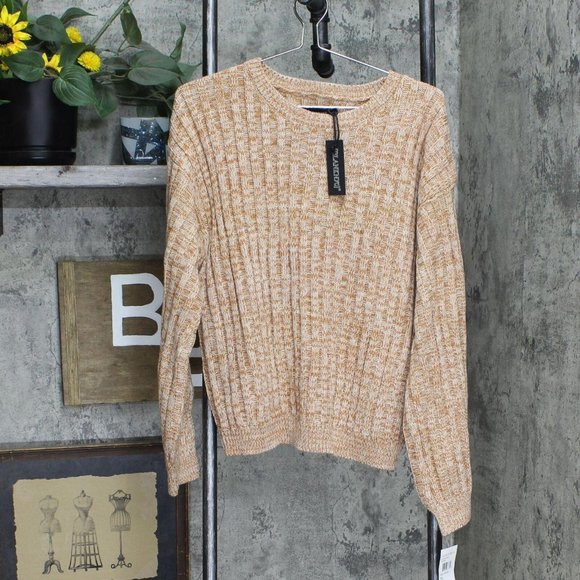 NWT [BLANKNYC] Heather Ribbed Crewneck Sweater XS Toffee Brown - Picture 2 of 6